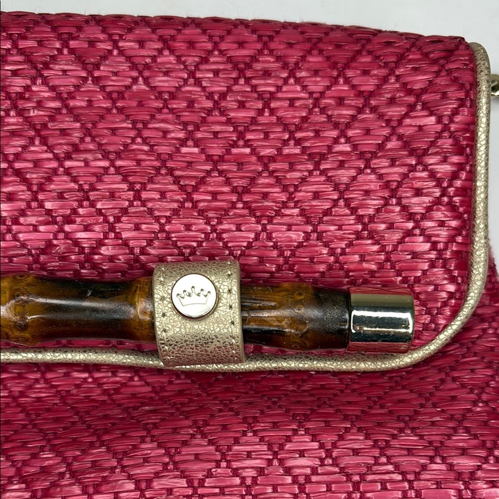 Elaine Turner Pink Quilted Women's Bag with Chain Strap and Bamboo detail - Picture 2 of 9